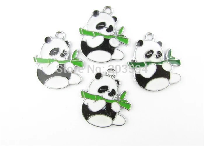 AE127 100 kozarcev Mešani Emajl Zlitine Panda Čare Obeski DIY Nakit Ugotovitve 29x23mm