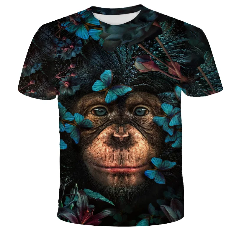 Baby Poletje 3D Natisnjeni T-shirt Živali Gorilla 2021Boy dekle oblačila Kratek Rokav Kul Modno Oblikovanje Priložnostne Ulične Vrhovi
