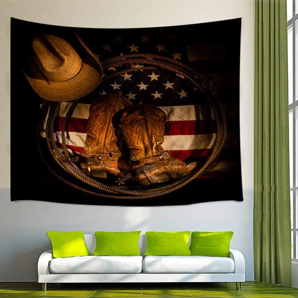 Kavbojski Klobuk s Čevlji Vrv na Ameriški ZDA Zastavo Steno Prtom Umetnosti za notranje Dekoracije