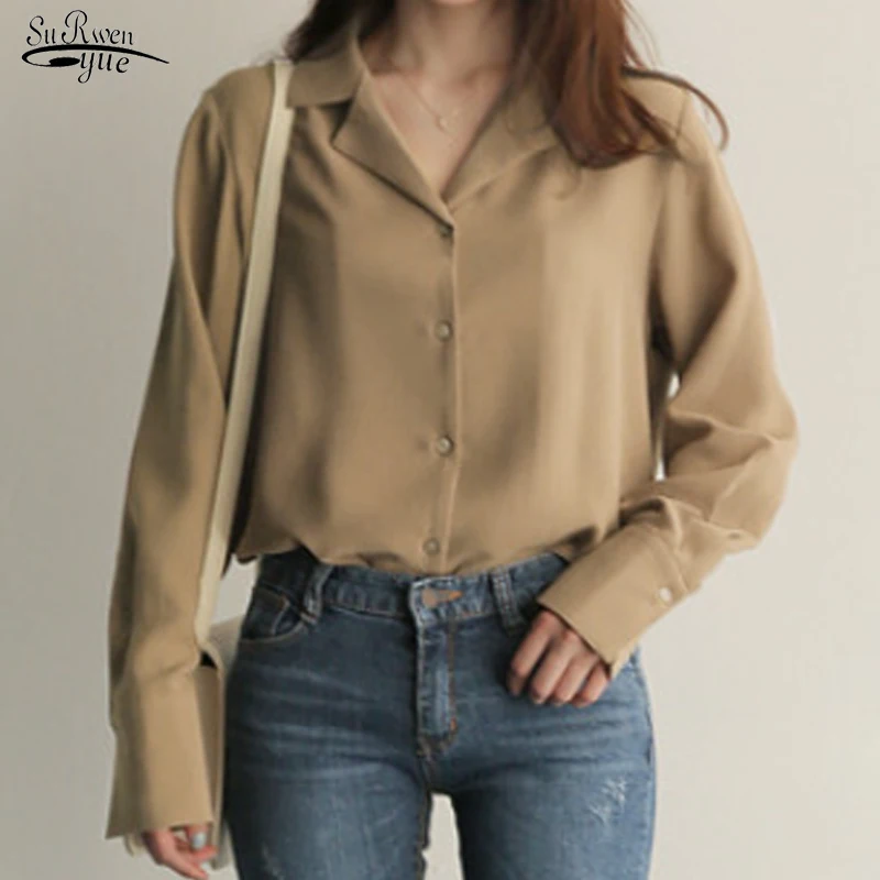2021 Vintage Bela Šifon Bluzo Vrhovi Pomlad Jopico Ženske Bluze Z Dolgimi Rokavi Ženske Majice Oblačila Blusas Mujer 9379 50
